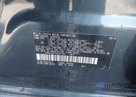 2010 Toyota Rav4 from USA, damaged, VIN JTMZF4DV7A5027445